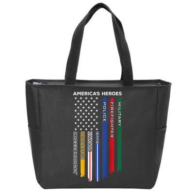 Military Firefighter Nurse BACK Responders Police Zip Tote Bag