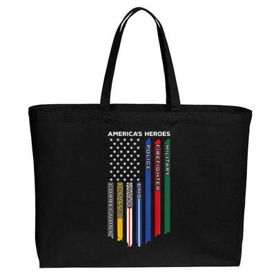 Military Firefighter Nurse BACK Responders Police Cotton Canvas Jumbo Tote