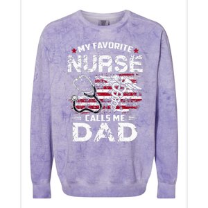 My Favorite Nurse Calls Me Dad Fathers Day Gifts Papa Colorblast Crewneck Sweatshirt