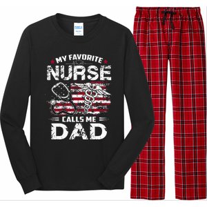 My Favorite Nurse Calls Me Dad Fathers Day Gifts Papa Long Sleeve Pajama Set