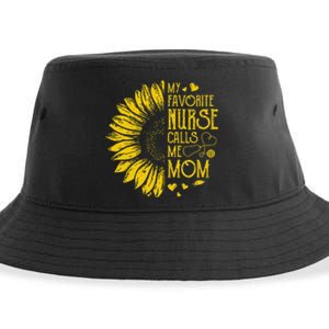 My Favorite Nurse Calls Me Mom Sunflower Gift Mother's Day Sustainable Bucket Hat