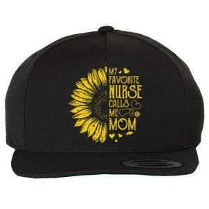 My Favorite Nurse Calls Me Mom Sunflower Gift Mother's Day Wool Snapback Cap