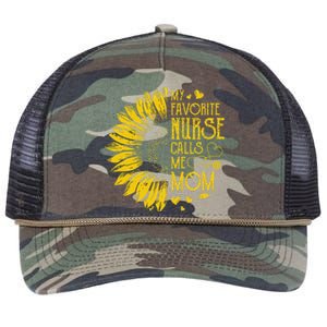 My Favorite Nurse Calls Me Mom Sunflower Gift Mother's Day Retro Rope Trucker Hat Cap