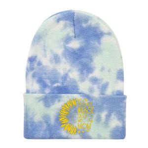 My Favorite Nurse Calls Me Mom Sunflower Gift Mother's Day Tie Dye 12in Knit Beanie