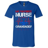 My Favorite Nurse Calls Me Grandaddy Vintage Nurse Grandpa Cool Gift V-Neck T-Shirt