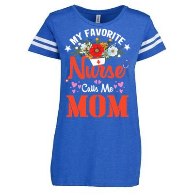 My Favorite Nurse Calls Mom Funny Nurse Flower Nursing Mom Gift Enza Ladies Jersey Football T-Shirt