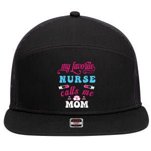 My Favorite Nurse Calls Me Mom 7 Panel Mesh Trucker Snapback Hat