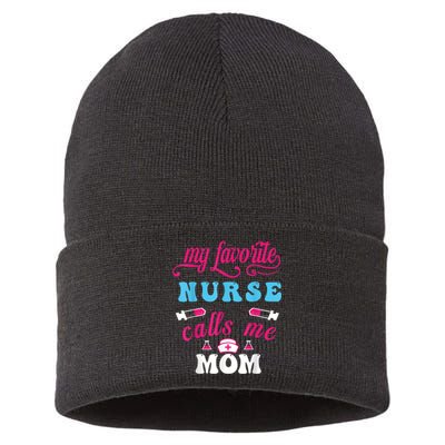 My Favorite Nurse Calls Me Mom Sustainable Knit Beanie