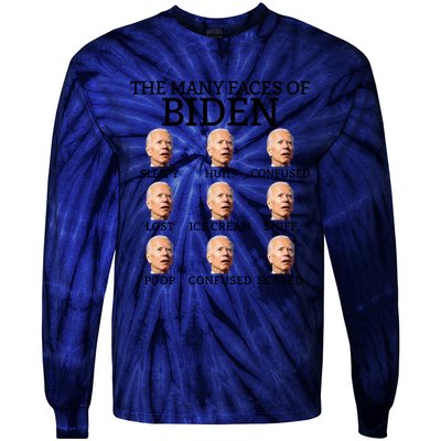 Many Faces Of Biden Anti Biden Hate Biden Confused Biden Tie-Dye Long Sleeve Shirt