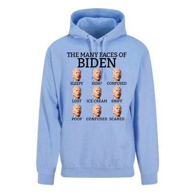 Many Faces Of Biden Anti Biden Hate Biden Confused Biden Unisex Surf Hoodie