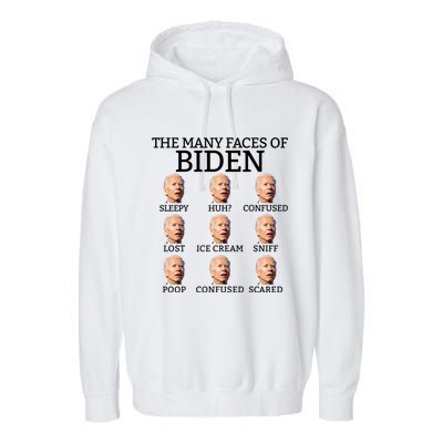 Many Faces Of Biden Anti Biden Hate Biden Confused Biden Garment-Dyed Fleece Hoodie