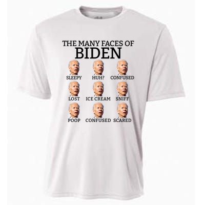 Many Faces Of Biden Anti Biden Hate Biden Confused Biden Cooling Performance Crew T-Shirt