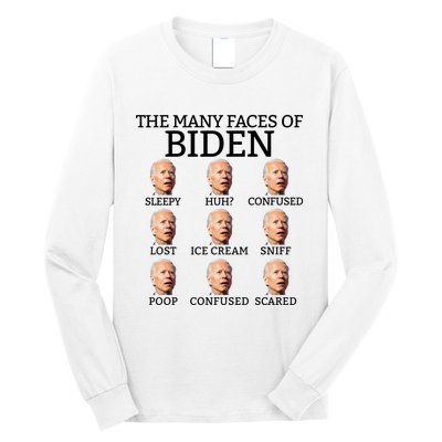 Many Faces Of Biden Anti Biden Hate Biden Confused Biden Long Sleeve Shirt