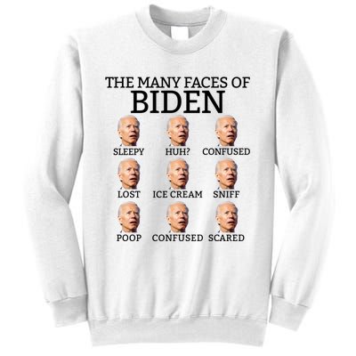 Many Faces Of Biden Anti Biden Hate Biden Confused Biden Sweatshirt