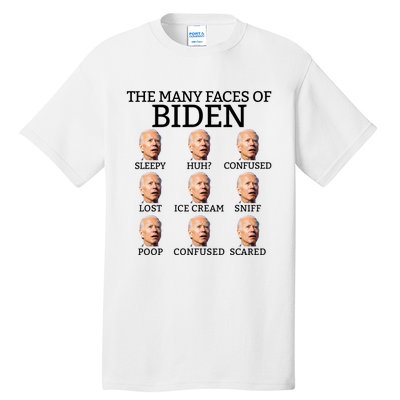 Many Faces Of Biden Anti Biden Hate Biden Confused Biden Tall T-Shirt