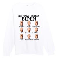 Many Faces Of Biden Anti Biden Hate Biden Confused Biden Premium Crewneck Sweatshirt