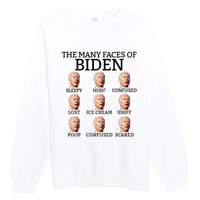 Many Faces Of Biden Anti Biden Hate Biden Confused Biden Premium Crewneck Sweatshirt