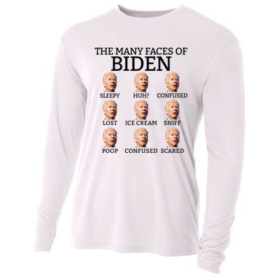 Many Faces Of Biden Anti Biden Hate Biden Confused Biden Cooling Performance Long Sleeve Crew