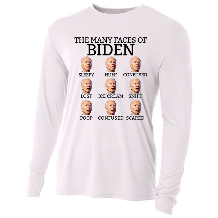 Many Faces Of Biden Anti Biden Hate Biden Confused Biden Cooling Performance Long Sleeve Crew