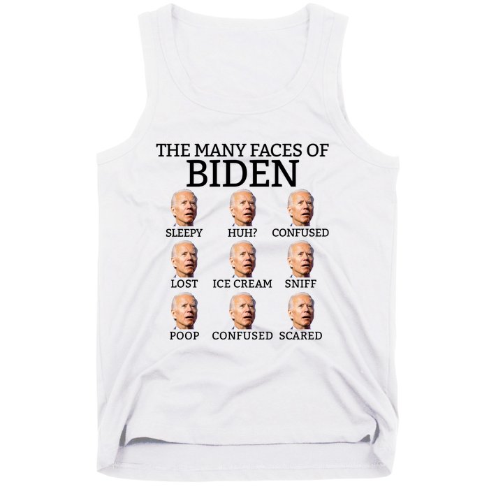 Many Faces Of Biden Anti Biden Hate Biden Confused Biden Tank Top