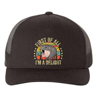 Moodeng First Of All IM A Delight Vintage Angry Moo Deng Gift Yupoong Adult 5-Panel Trucker Hat