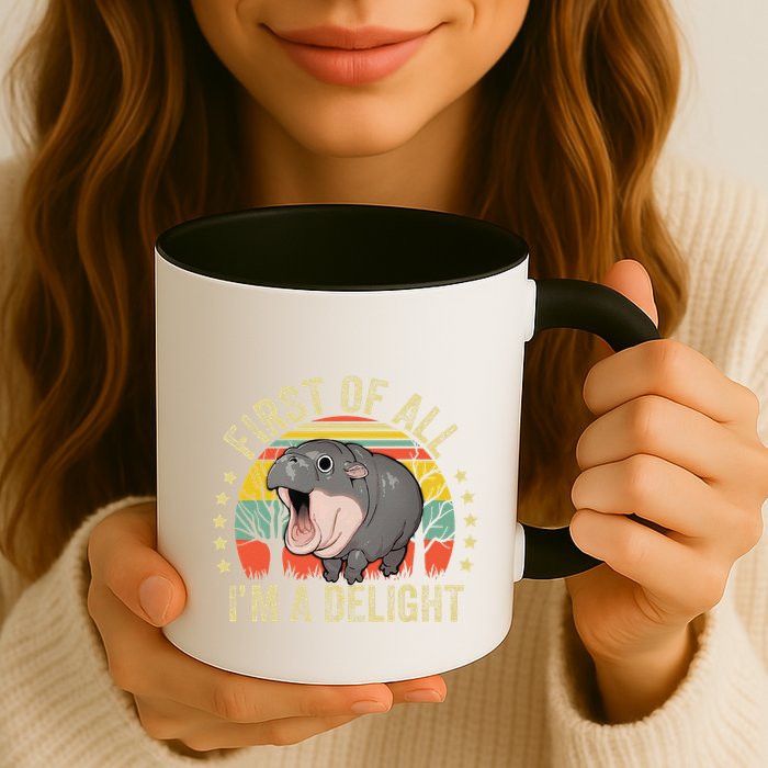 Moodeng First Of All IM A Delight Vintage Angry Moo Deng Gift Mug