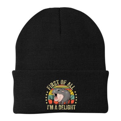 Moodeng First Of All IM A Delight Vintage Angry Moo Deng Gift Beanie