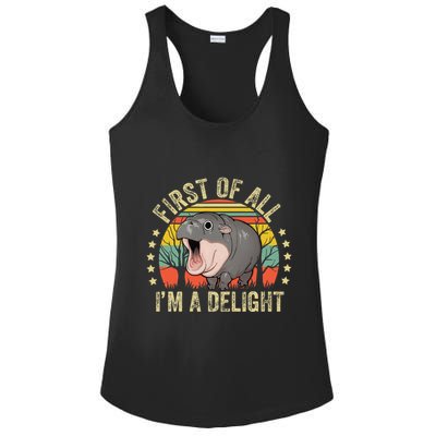 Moodeng First Of All IM A Delight Vintage Angry Moo Deng Gift Ladies PosiCharge Competitor Racerback Tank