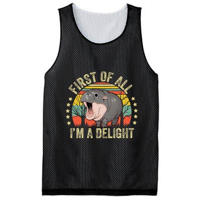 Moodeng First Of All IM A Delight Vintage Angry Moo Deng Gift Mesh Reversible Basketball Jersey Tank