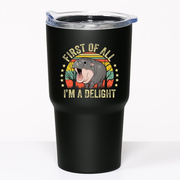 Moodeng First Of All IM A Delight Vintage Angry Moo Deng Gift Tumbler