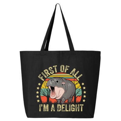 Moodeng First Of All IM A Delight Vintage Angry Moo Deng Gift 25L Jumbo Tote