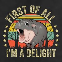 Moodeng First Of All IM A Delight Vintage Angry Moo Deng Gift Trucker Hat