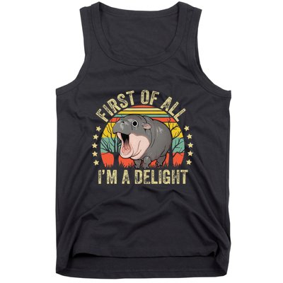 Moodeng First Of All IM A Delight Vintage Angry Moo Deng Gift Tank Top