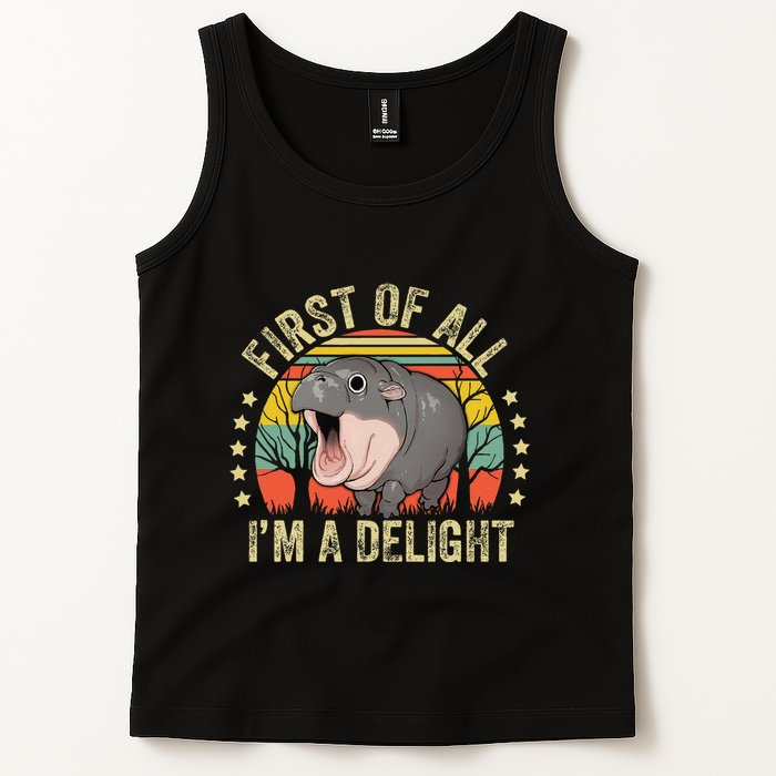 Moodeng First Of All IM A Delight Vintage Angry Moo Deng Gift Tank Top