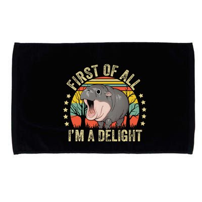 Moodeng First Of All IM A Delight Vintage Angry Moo Deng Gift Microfiber Hand Towel