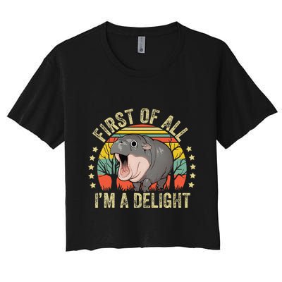 Moodeng First Of All IM A Delight Vintage Angry Moo Deng Gift Crop Top