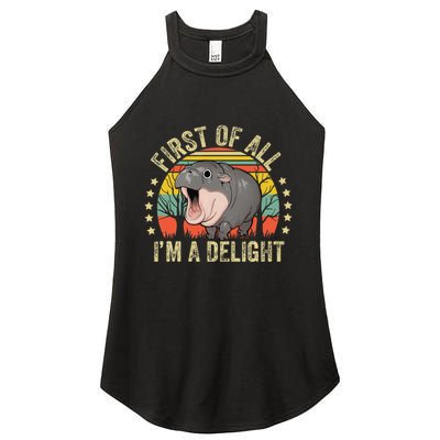 Moodeng First Of All IM A Delight Vintage Angry Moo Deng Gift Women's Perfect Tri Rocker Tank