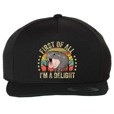 Moodeng First Of All IM A Delight Vintage Angry Moo Deng Gift Wool Snapback Cap