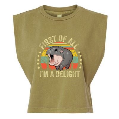 Moodeng First Of All IM A Delight Vintage Angry Moo Deng Gift Garment-Dyed Women's Muscle Tee