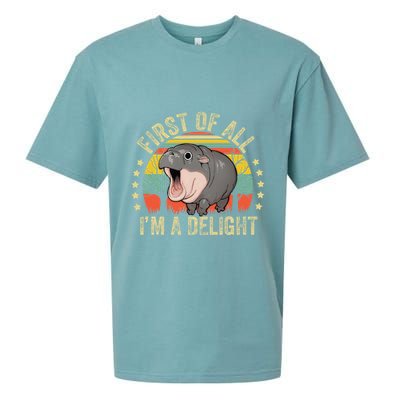 Moodeng First Of All IM A Delight Vintage Angry Moo Deng Gift Sueded Cloud Jersey T-Shirt