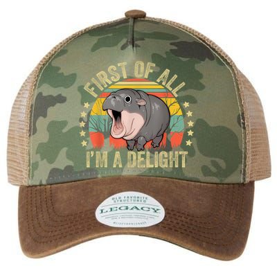 Moodeng First Of All IM A Delight Vintage Angry Moo Deng Legacy Tie Dye Trucker Hat
