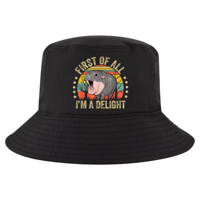 Moodeng First Of All IM A Delight Vintage Angry Moo Deng Cool Comfort Performance Bucket Hat
