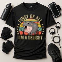 Moodeng First Of All IM A Delight Vintage Angry Moo Deng Cooling Performance Crew T-Shirt