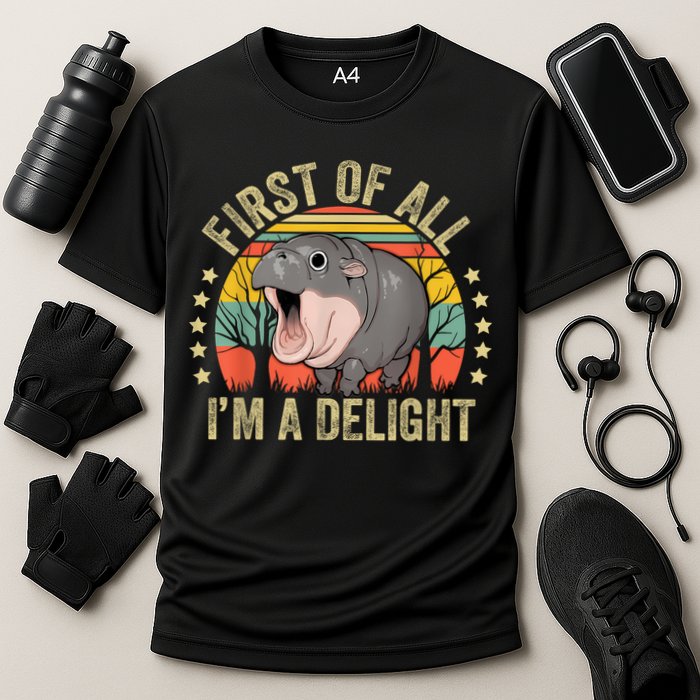 Moodeng First Of All IM A Delight Vintage Angry Moo Deng Cooling Performance Crew T-Shirt