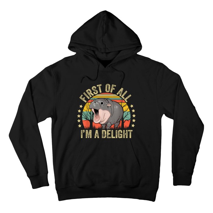 Moodeng First Of All IM A Delight Vintage Angry Moo Deng Hoodie