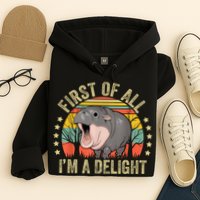 Moodeng First Of All IM A Delight Vintage Angry Moo Deng Hoodie