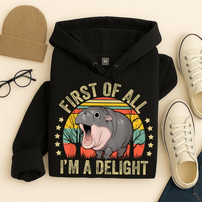 Moodeng First Of All IM A Delight Vintage Angry Moo Deng Hoodie