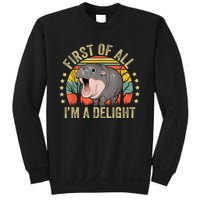 Moodeng First Of All IM A Delight Vintage Angry Moo Deng Sweatshirt