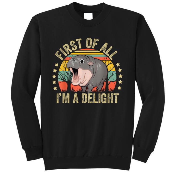 Moodeng First Of All IM A Delight Vintage Angry Moo Deng Sweatshirt