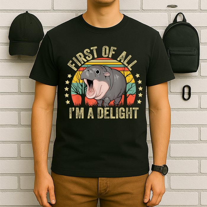 Moodeng First Of All IM A Delight Vintage Angry Moo Deng T-Shirt